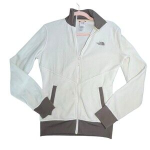 The North Face  Women’s Ivory Green Polartec Fleece Full Zip Jacket Pockets Sz S